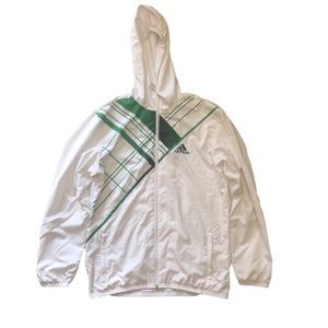 NWOT Adidas Climalite White/Green Windbreaker